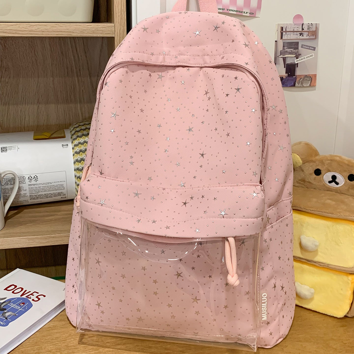 Transparenter Tasche Stern-gedruckter Rucksack Brehn