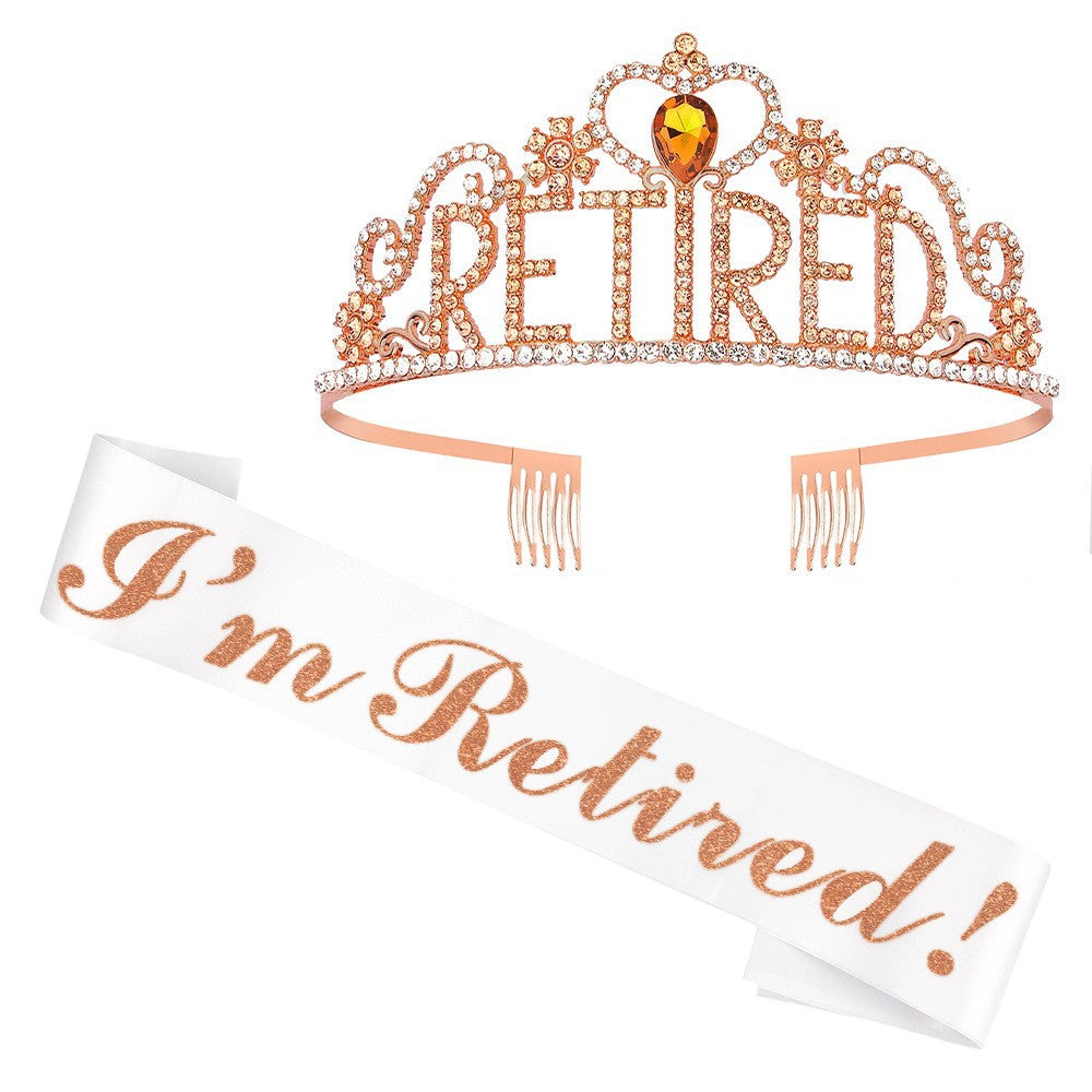 Damen Festliche Tiara mit Aufschrift und Satin-Schärpe Brehn