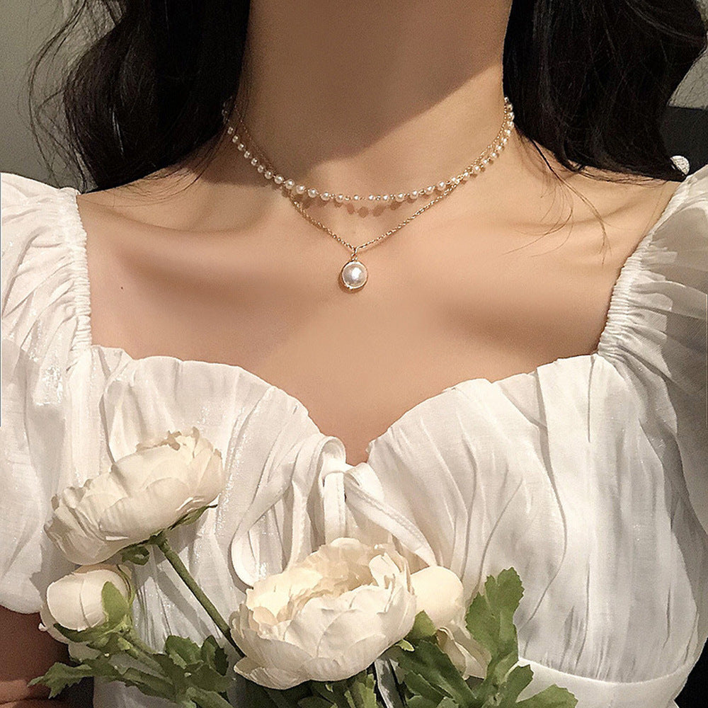 Elegante geschichtete Perlenkette Brehn