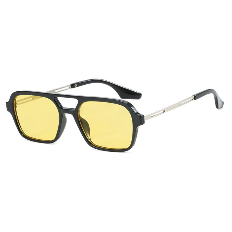 Damen auffällige quadratische Sonnenbrille mit transparentem Rahmen Brehn