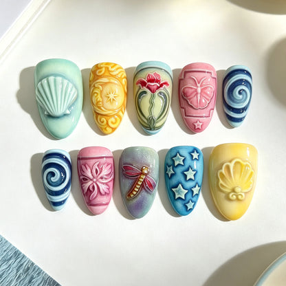 Kreatives Florales Press-On Nagelset