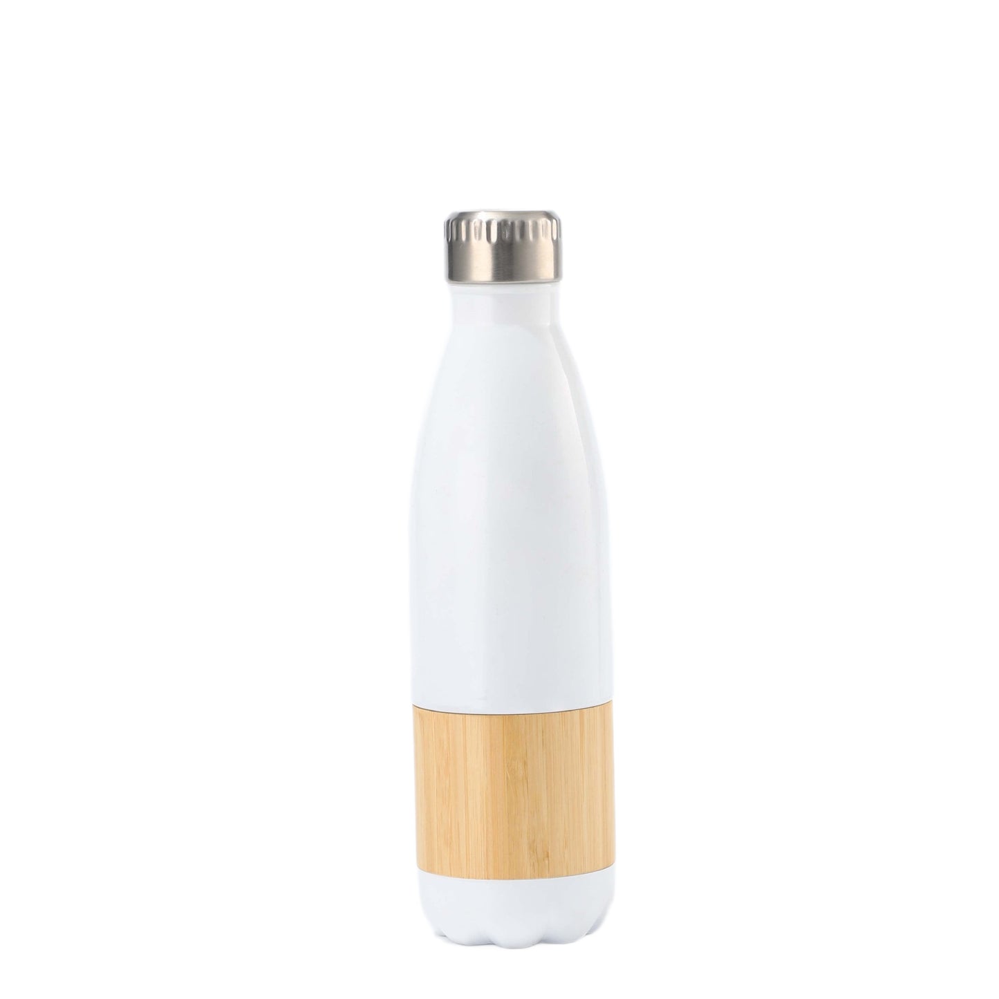 Damen Edelstahl Trinkflasche mit Bambus-Applikation Brehn