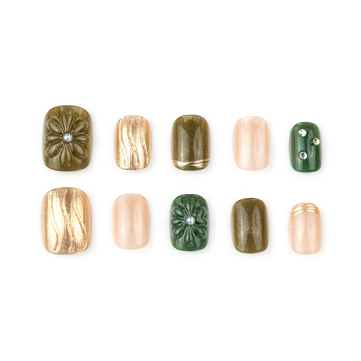 Künstlerische Texturierte Press-On Nagelkunst Brehn