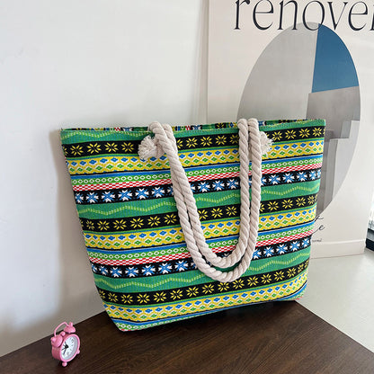 Gestreifter Canvas Strandtasche