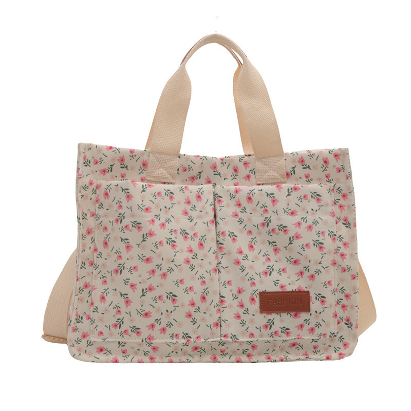 Blumenbedruckte Canvas Tragetasche