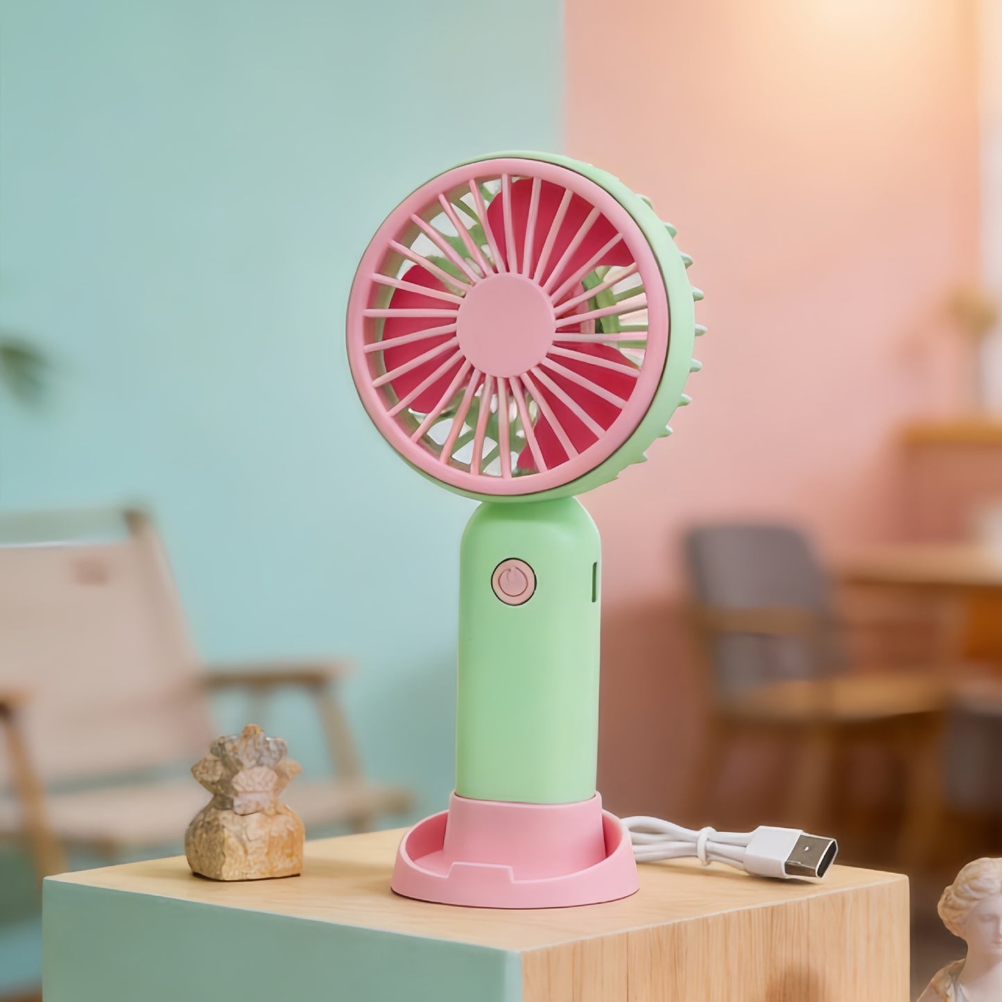 Damen tragbarer Mini-Handventilator mit Ergonomie und USB-Anschluss Brehn
