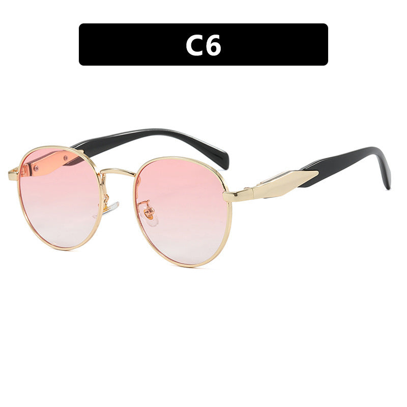 Damen runde Sonnenbrille mit elegantem, goldenen Rahmen und UV-Schutz Brehn