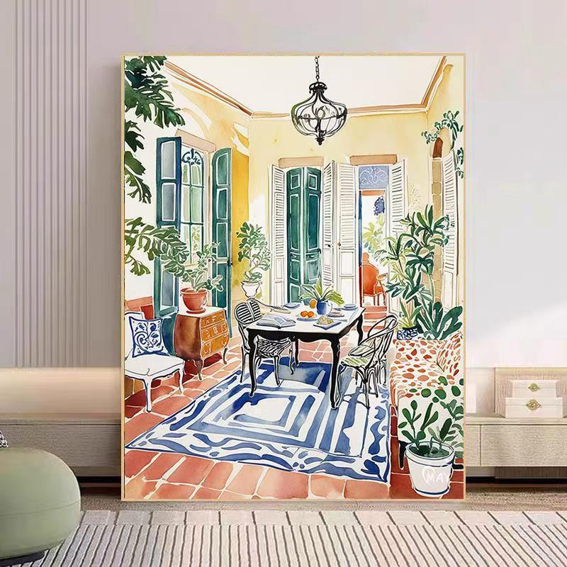 Gemütlicher Wohnzimmer Aquarell Kunstdruck Brehn