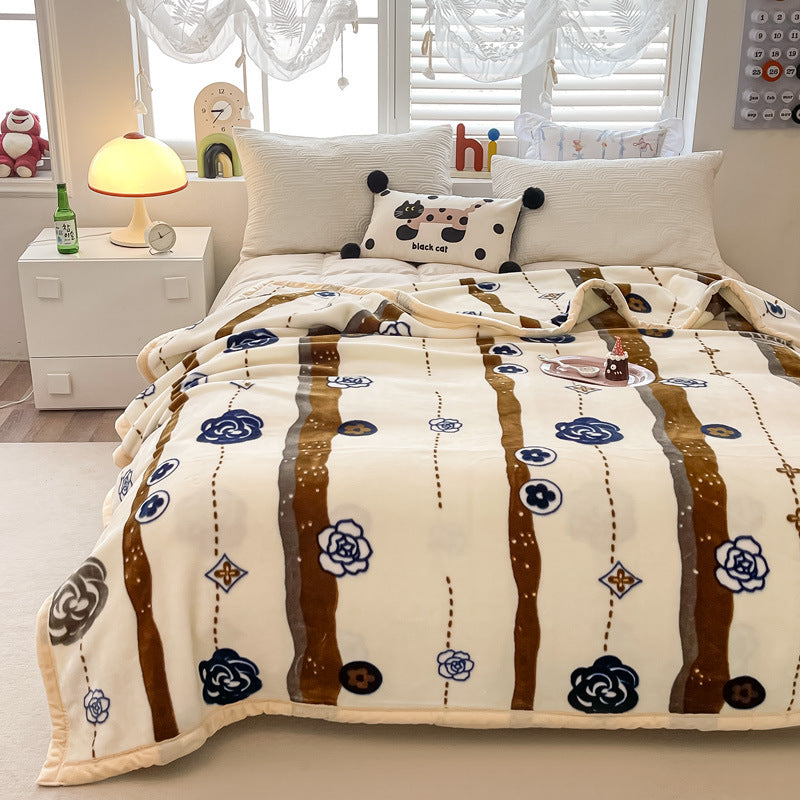 Blumengemusterte Fleece-Wurfdecke Brehn