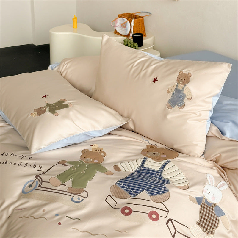 Kinder Cartoon Teddy Bettbezug Bettwäsche Set