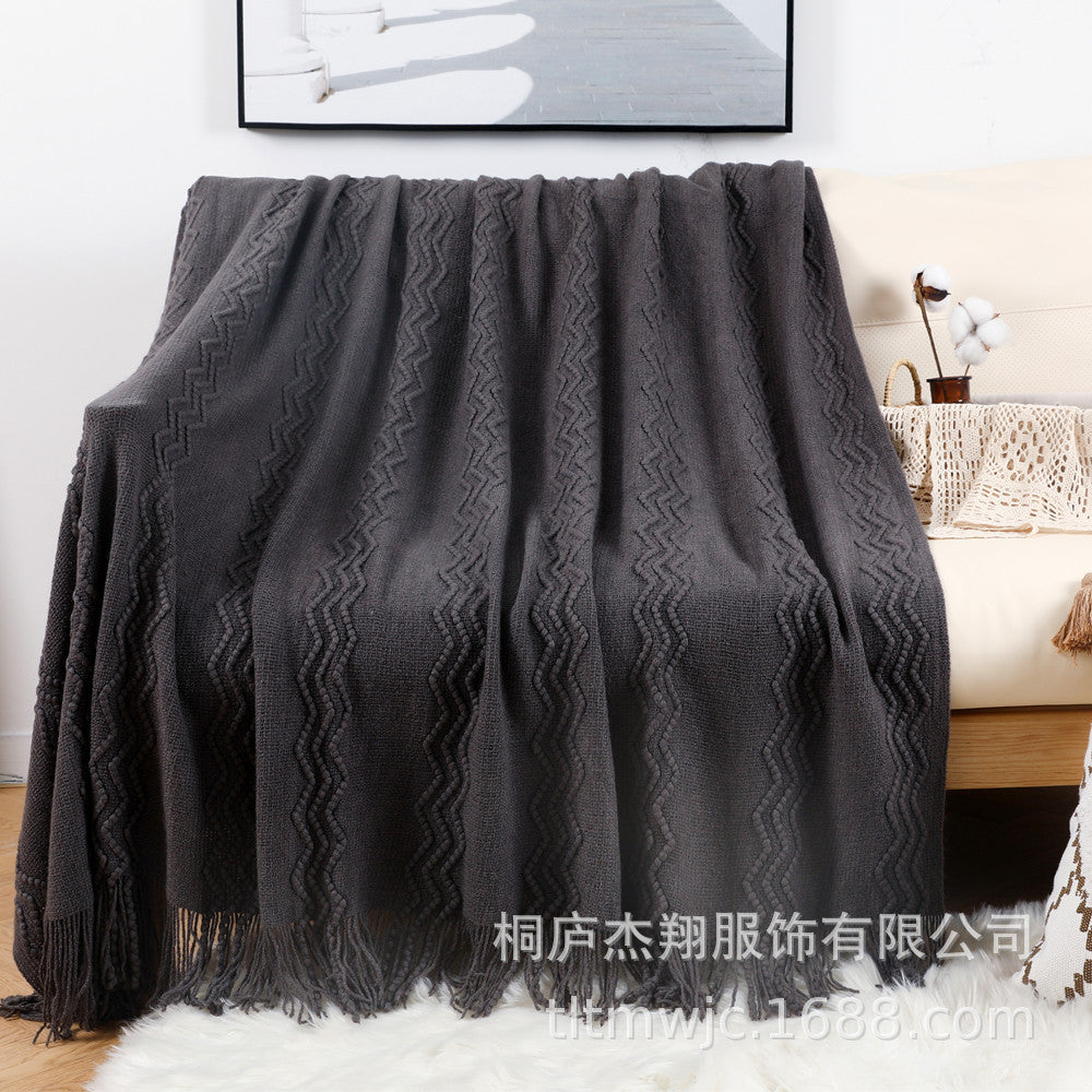 Damen Gemütliche Strickdecke mit modernem Zickzack-Muster Brehn