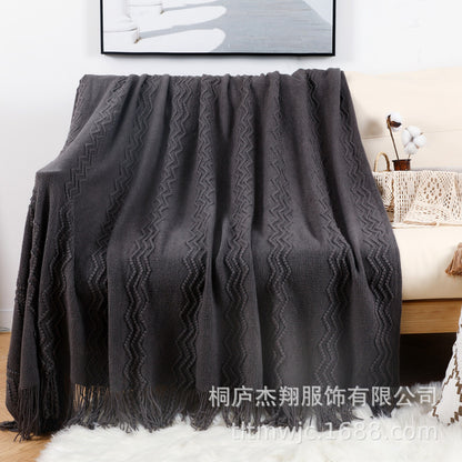 Damen Gemütliche Strickdecke mit modernem Zickzack-Muster Brehn