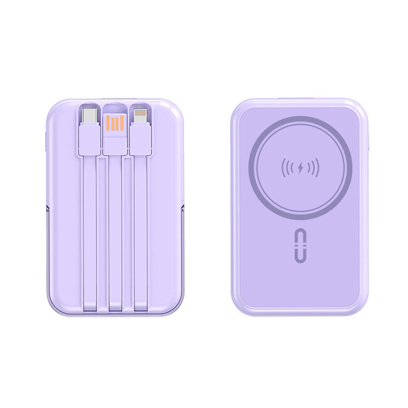 Tragbare Powerbank mit integrierter Kabelfunktion und drahtlose Ladeoption Brehn