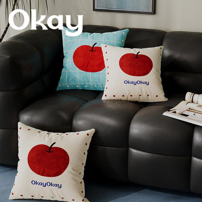 Decorative Plush Throw Pillow Cover with Retro Cherry Graphic