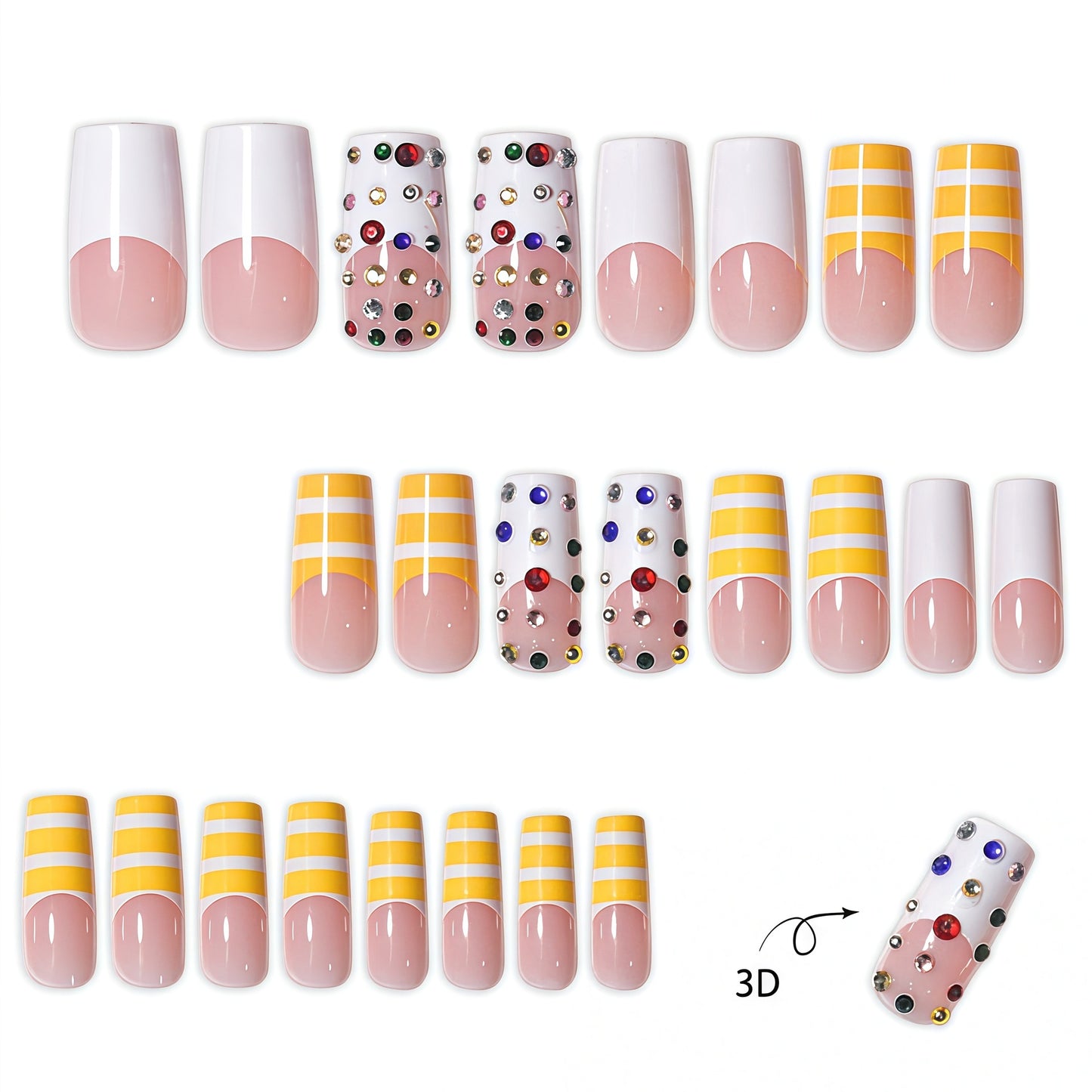 Dekoratives langes Press-On-Nagelset Brehn