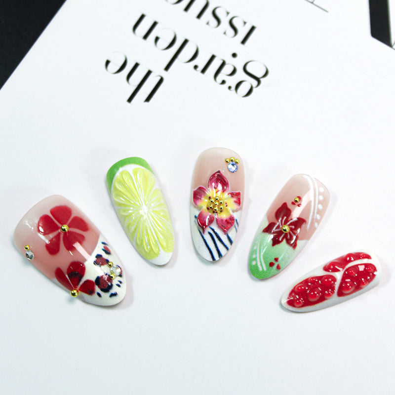 Kunstnagelset mit tropischen Fruchtmotiven Brehn