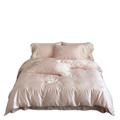Luxuriöses Satin-Bettwäsche-Set mit Rüschen und Stickerei Brehn