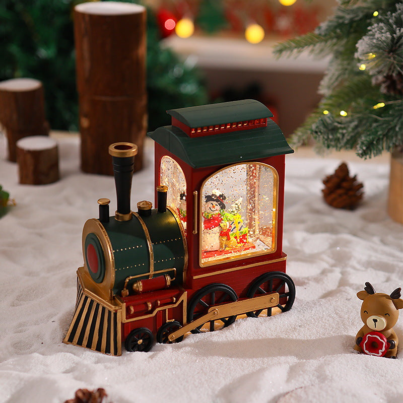 Nostalgische Weihnachtszug-Laterne mit beweglichem Weihnachtsmann Brehn