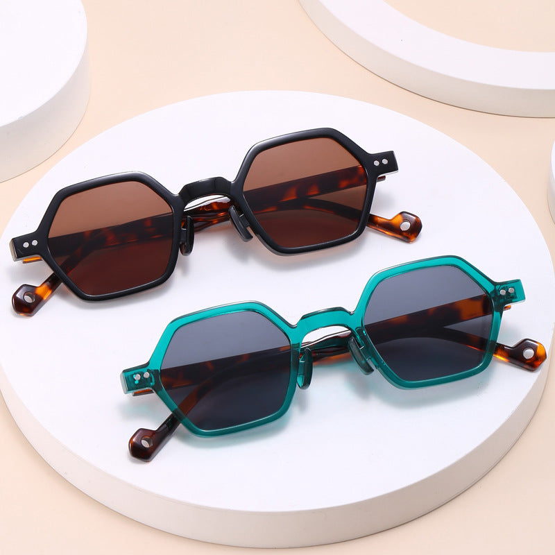 Damen Geometrische Sonnenbrille im modernen Hexagon-Design Brehn
