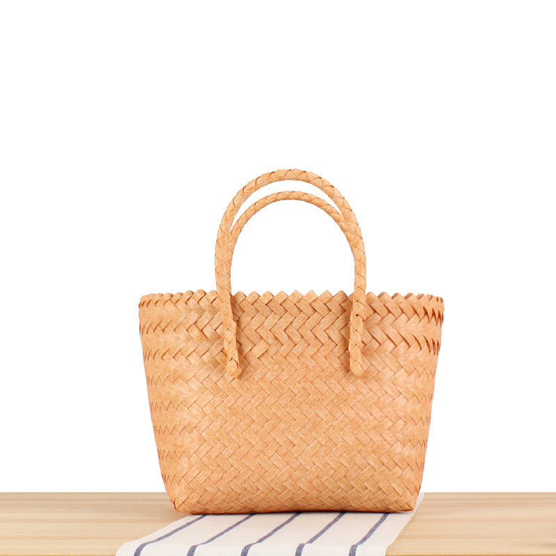 Tragetasche Aus Handgewebtem Naturmaterial mit Geflochtenem Design Brehn
