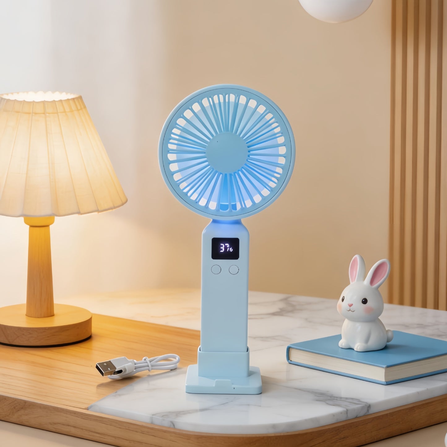 Damen Tragbarer Handventilator mit LCD-Display und USB-Ladefunktion Brehn