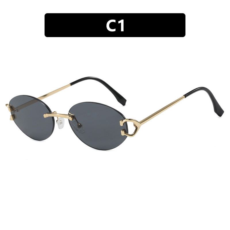 Damen elegante ovalförmige Sonnenbrille mit modischem Metallrahmen Brehn