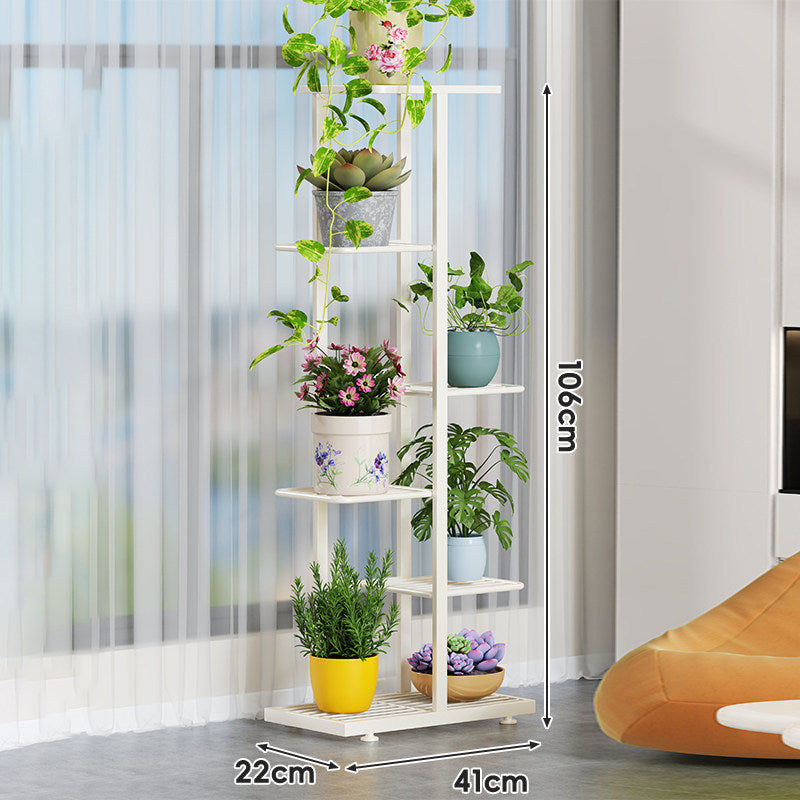 Indoor Mehrstufiger Vertikaler Pflanzenständer mit Lattenboden und gestuften Regalen