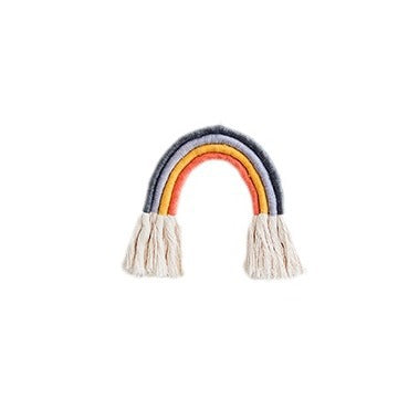 Makramee-Wandbehang in Regenbogenform, handgefertigtes Baumwollgarn-Dekoelement Brehn