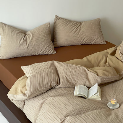 Steppbettwäsche-Set aus Baumwoll-Satin mit feiner Rippstruktur