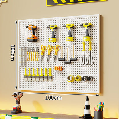 Wandmontierter perforierter Metallwerkzeug-Pegboard-Organizer mit Magnetstreifen und Mehrfachhaken