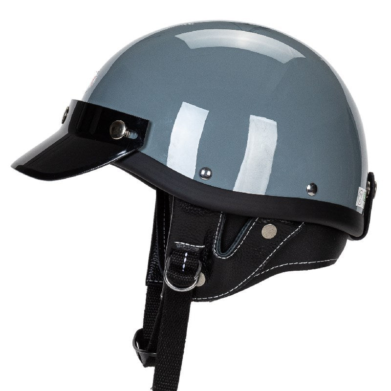 Klassischer Motorrad-Halbschalenhelm mit Visier Brehn