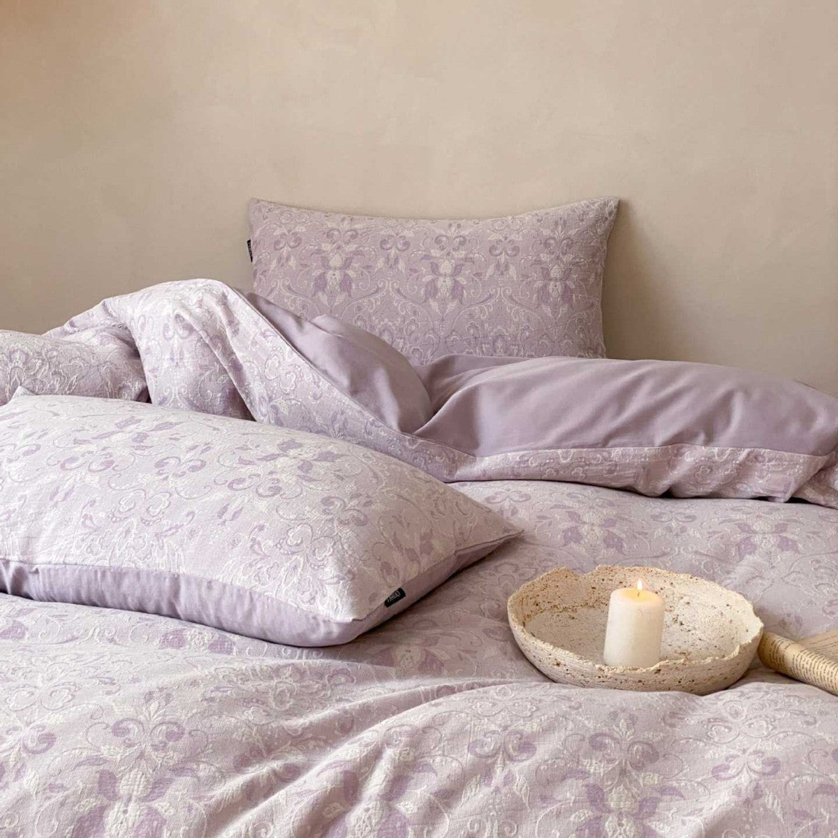 Premium-Baumwoll-Jacquard-Bettbezuggarnitur mit dezentem Paisley‑Relief und verdecktem Reißverschluss