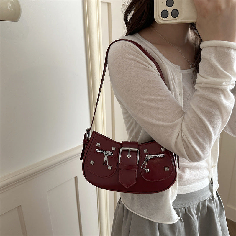 Stylische Nieten Denim-Handtasche