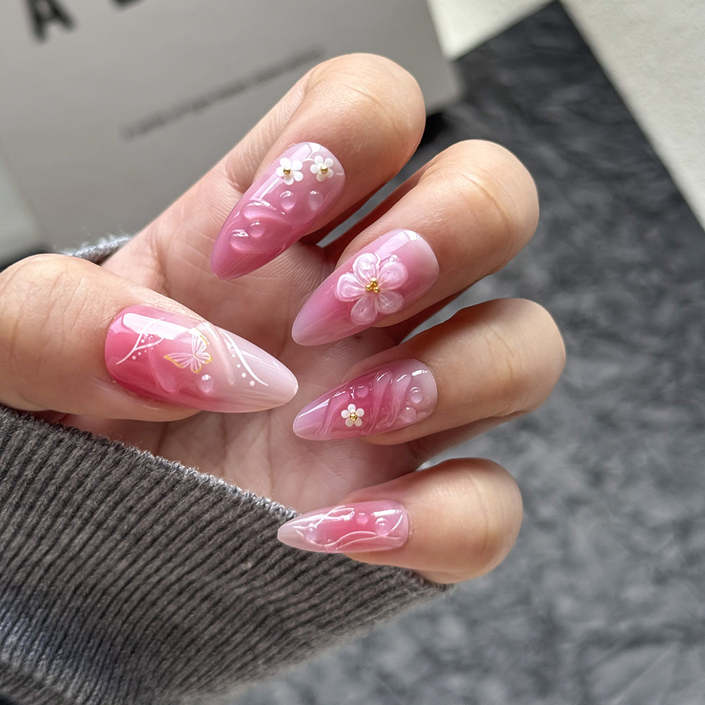 Blumenverzierte Press-On Nail Kit Brehn