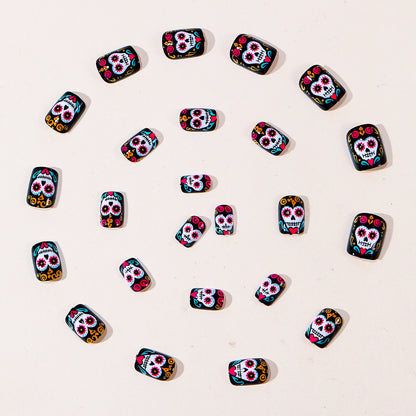 Künstlerische Zuckerschädel-Nagelkunst-Verlängerungen Brehn