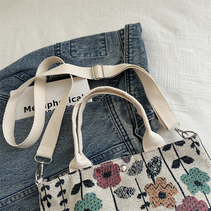 Niedliche Erdbeer-Print-Canvas-Shopper-Tasche