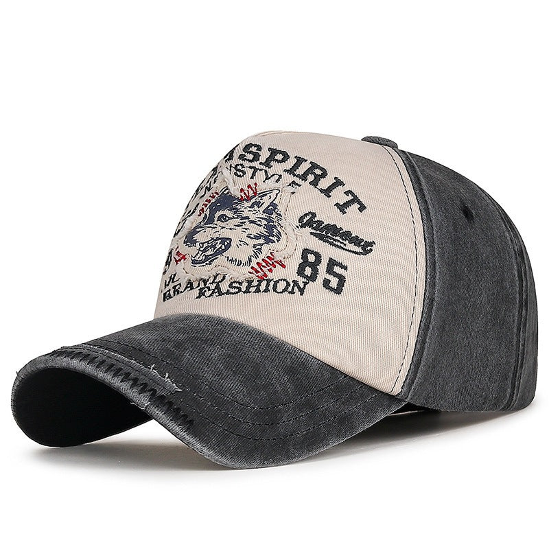 Herren Vintage-inspirierte gestickte Wolf-Kappe Brehn
