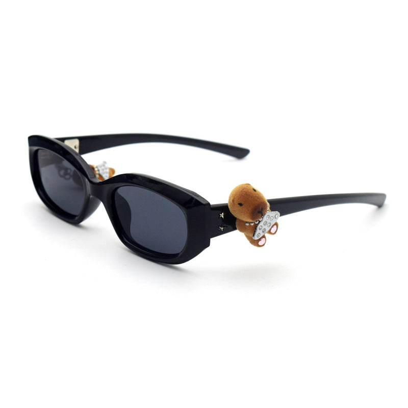 Trendy Cat-Eye Sonnenbrille mit adorabler Teddy-Bären-Akzent Brehn