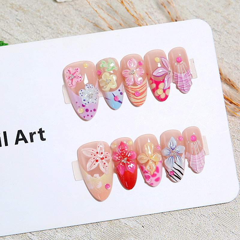 Kunstnagel-Set mit floralen 3D-Verzierungen Brehn