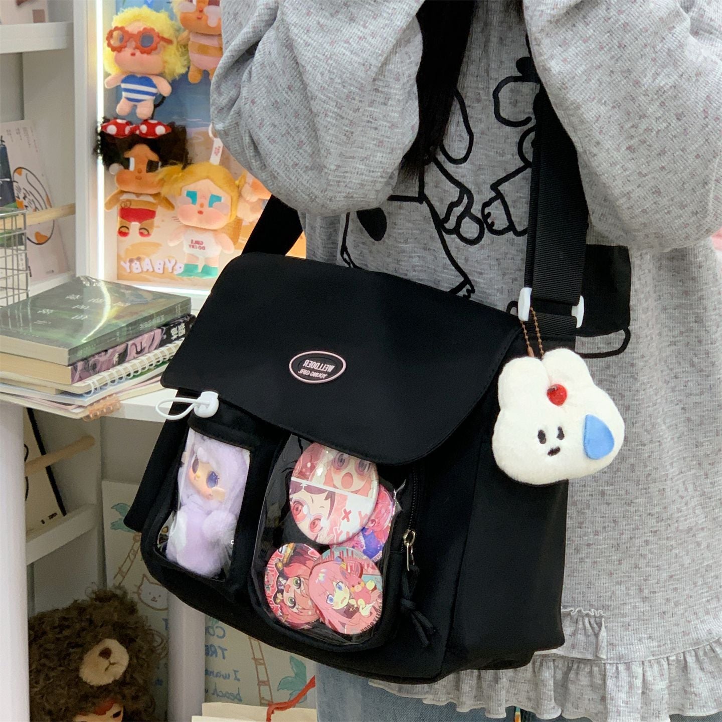 Multi-Taschen Messenger Bag Schulrucksack