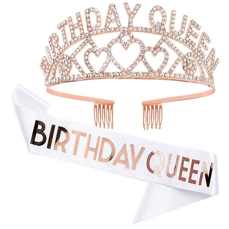 Damen Funkelndes Tiara- und Schärpen-Set Brehn