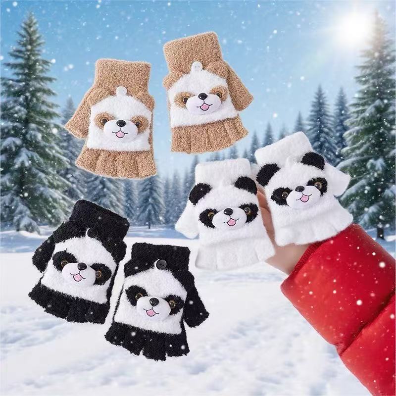 Niedliche Panda-Themen-Fingerlosen Handschuhe Brehn