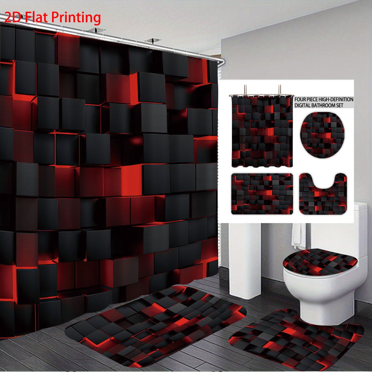 Digital Cube Muster Badezimmer Set Brehn