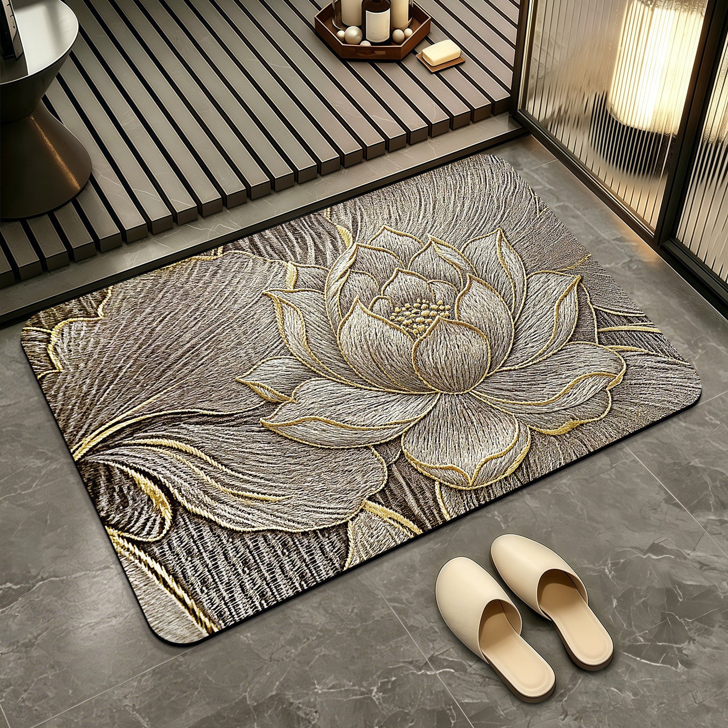 Elegante Blumenmuster-Badmatte Brehn