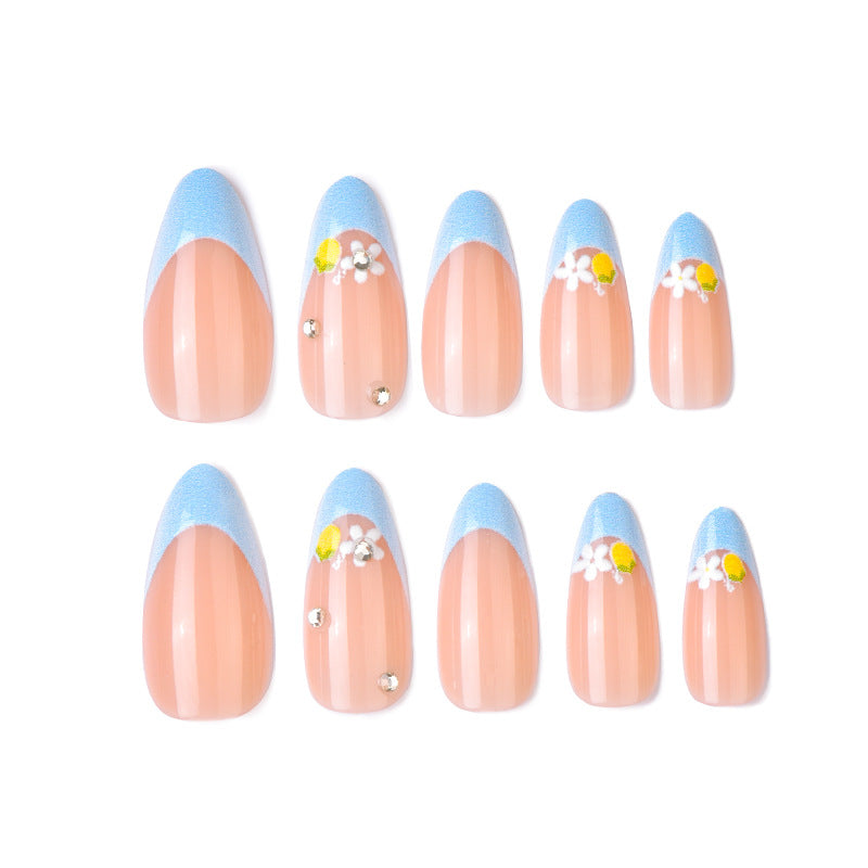 Künstlerische florale und mit Juwelen verzierte Press-On Nail Art Brehn