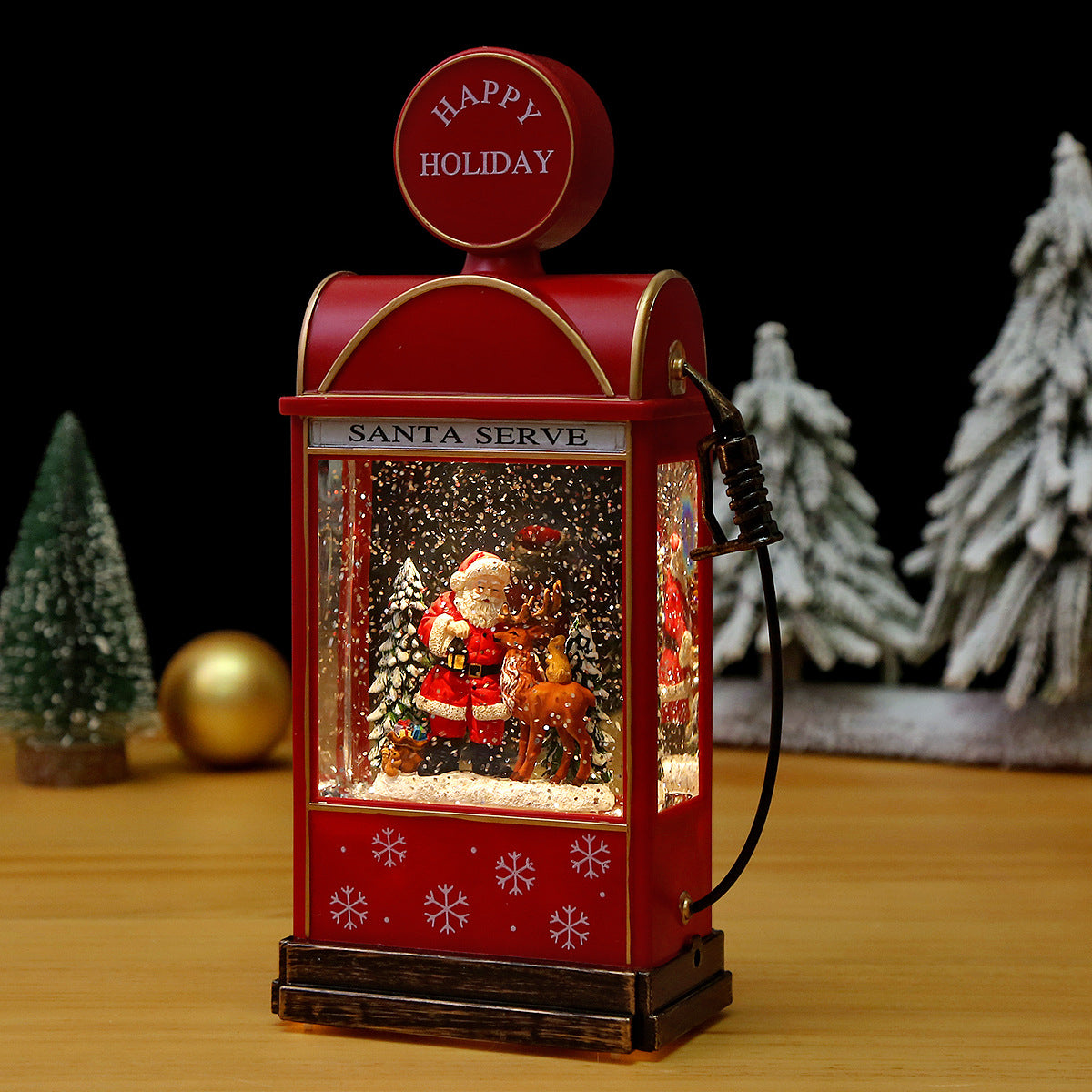 Nostalgische Weihnachtslaterne mit bewegter Schneemann-Szene Brehn
