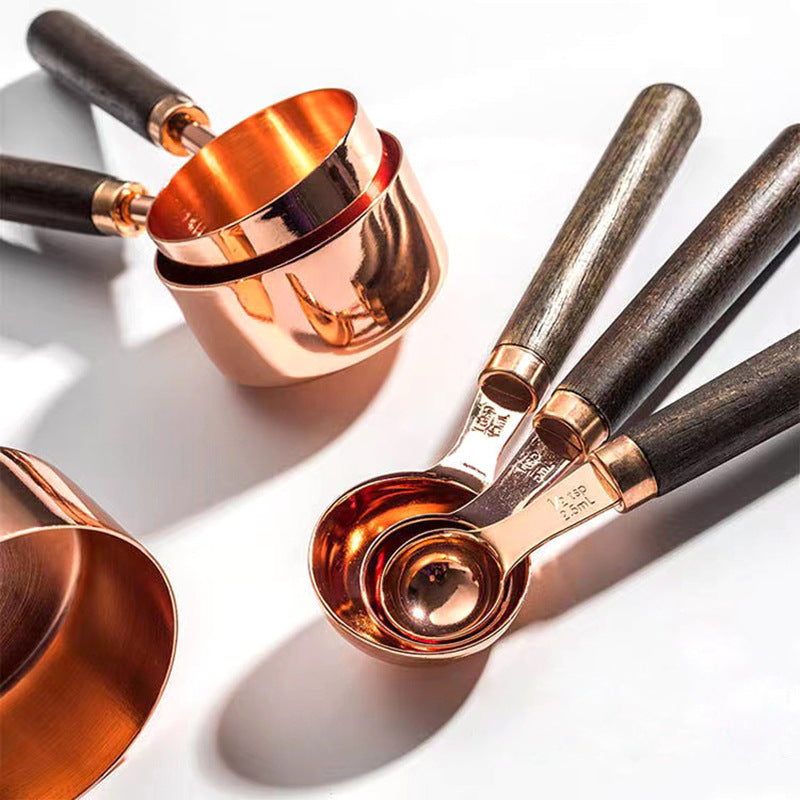 MeasureWood Messlöffel und Messbecher Set Edelstahl Eiche 8-teilig | Brehn