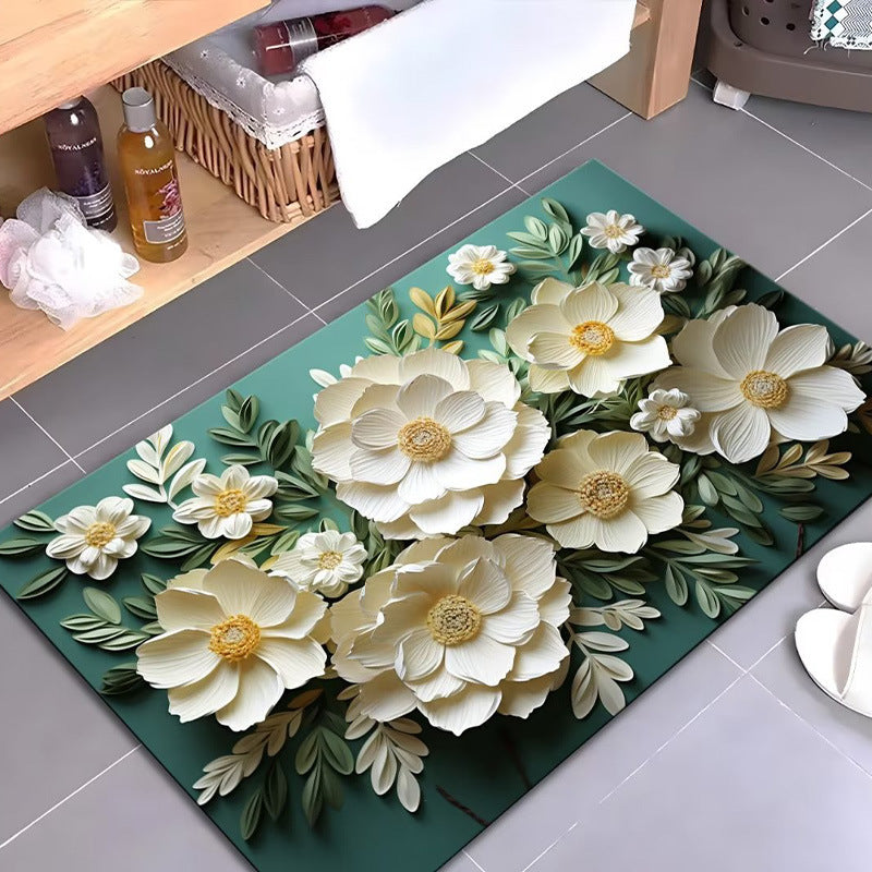 Künstlerisches Blumenmuster Badezimmermatte Brehn