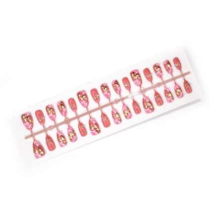 Verziertes Floral Press-On Nagelkunst-Set Brehn