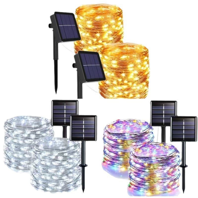 Solar Kupferdraht Feen Lichterkette mit Dual Stake Panels Brehn